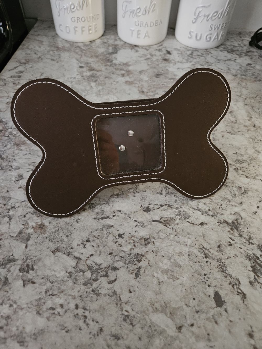 Brown Bone-Shaped Leather Photo Frame